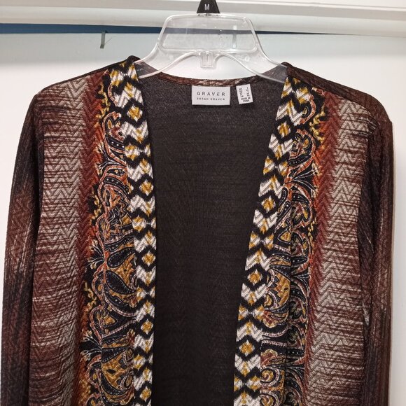 Susan Graver Stretch Textured Knit Long Sleeve Open Front Cardigan Jacket Sz L - Picture 8 of 9